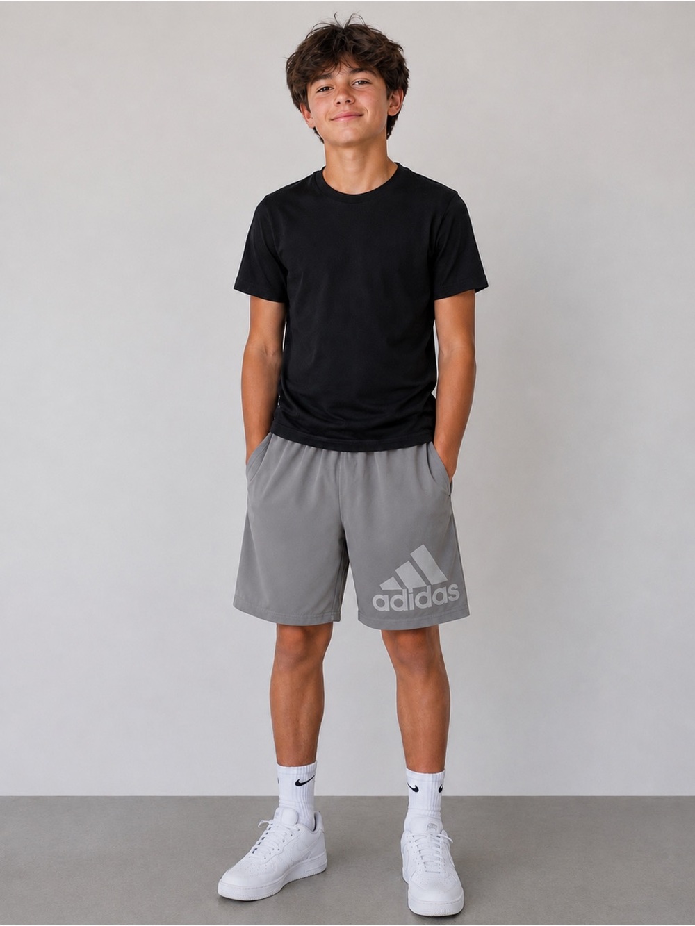 Adidas Gray Athletic Shorts L Youth 14/16 Performance Gym
